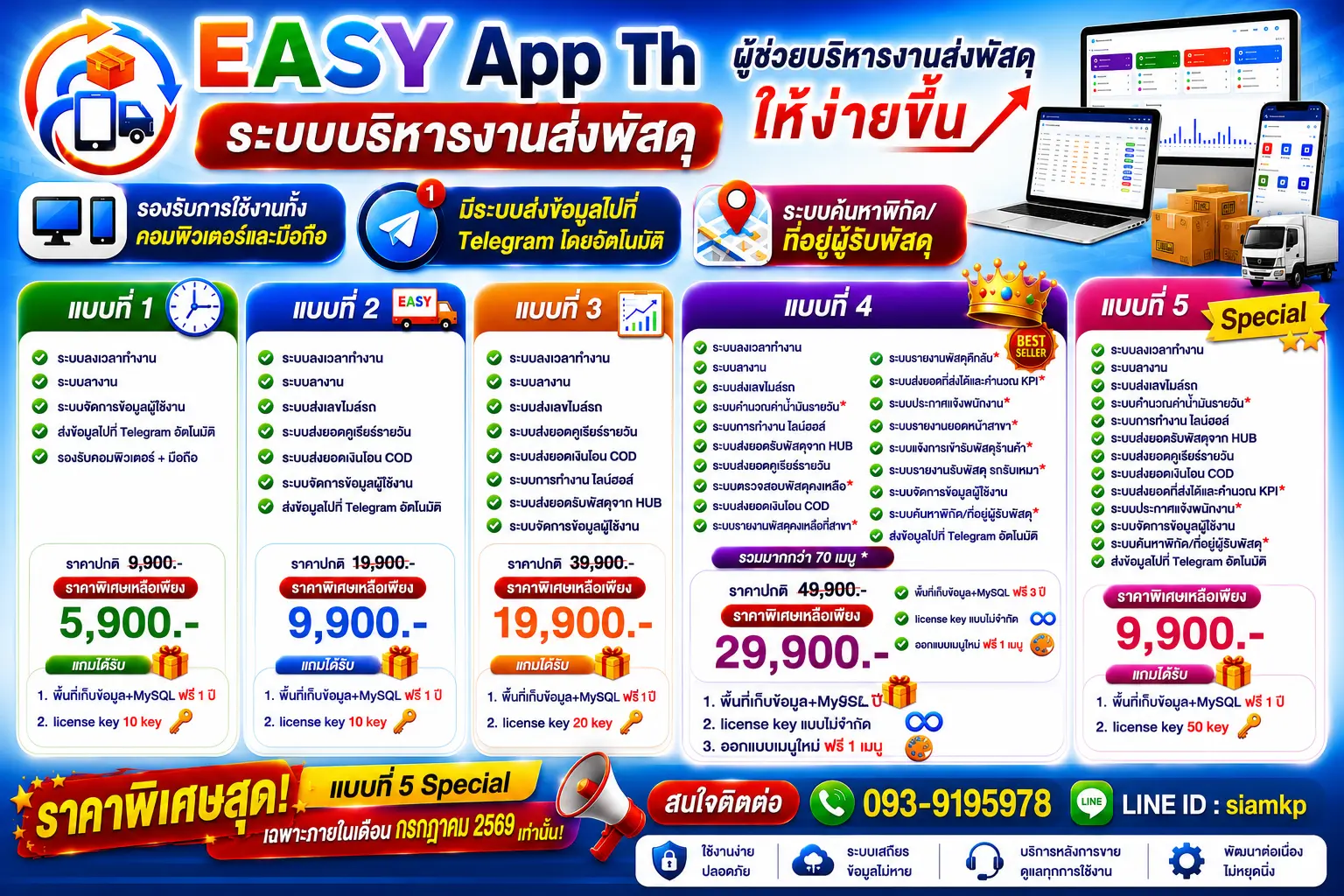 ตัวอย่างระบบจัดส่งพัสดุ EASY App Pro